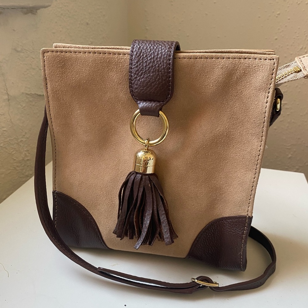 Talbots Elegant Tan and Brown Crossbody Bag